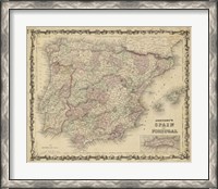 Framed Johnson's Map of Spain & Portugal