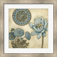 Framed Blue & Taupe Blooms II