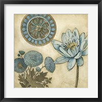 Blue & Taupe Blooms II Framed Print