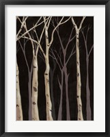 Midnight Birches II Framed Print
