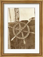 Framed Sepia Ship's Wheel II