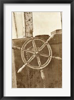 Sepia Ship's Wheel II Framed Print