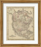 Framed Johnson's Map of North America