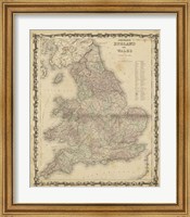 Framed Johnson's Map of England & Wales