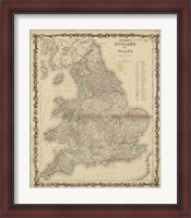 Framed Johnson's Map of England & Wales