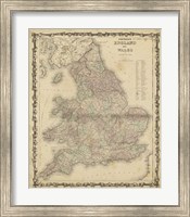 Framed Johnson's Map of England & Wales