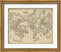 Framed Johnson's Map of the World