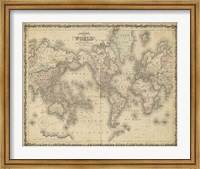 Framed Johnson's Map of the World