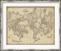 Framed Johnson's Map of the World