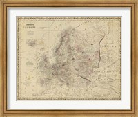 Framed Johnson's Map of Europe