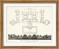 Framed Plan & Elevation for a Roman Villa