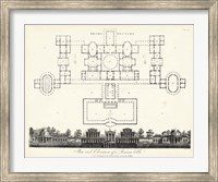 Framed Plan & Elevation for a Roman Villa