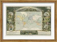 Framed 1885 Planisphere of the World
