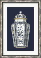 Framed Asian Urn in Blue & White I