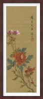 Framed Oriental Floral Scroll I
