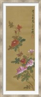 Framed Oriental Floral Scroll IV