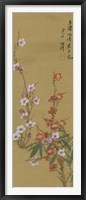Framed Oriental Floral Scroll VI