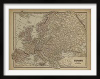 Framed Vintage Map of Europe