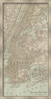 Framed Tinted Map of New York