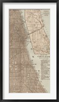 Framed Tinted Map of Chicago