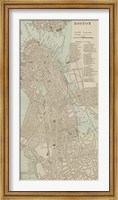 Framed Tinted Map of Boston
