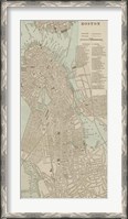 Framed Tinted Map of Boston