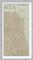 Framed Tinted Map of San Francisco