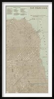 Framed Tinted Map of San Francisco