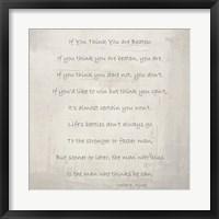 Framed If You Think You are Beaten by Walter D. Wintle