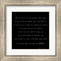 Framed If You Think You are Beaten Quote by Walter D. Wintle