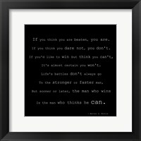 Framed If You Think You are Beaten Quote by Walter D. Wintle