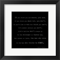 Framed If You Think You are Beaten Quote by Walter D. Wintle
