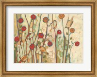 Framed Five Little Birds Playing Amongst the Poppies