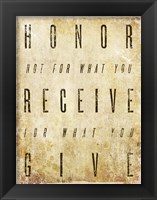 Framed Honor Quote
