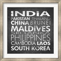 Framed Asia Countries