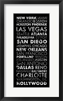 Framed USA Cities Black