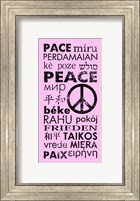 Framed Pink Peace Languages