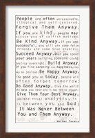 Framed Mother Teresa Quote