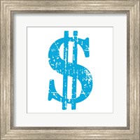 Framed Blue Dollar Sign