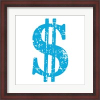 Framed Blue Dollar Sign