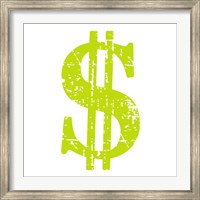 Framed Lime Dollar Sign