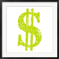 Framed Lime Dollar Sign