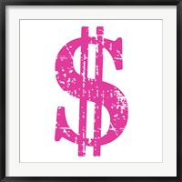 Framed Pink Dollar Sign