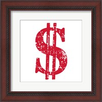 Framed Red Dollar Sign