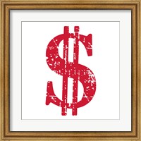 Framed Red Dollar Sign