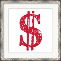 Framed Red Dollar Sign