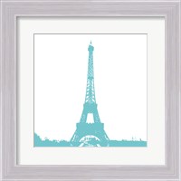 Framed Aqua Eiffel Tower