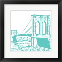 Framed Aqua Brooklyn Bridge