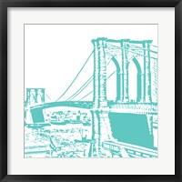 Framed Aqua Brooklyn Bridge