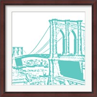 Framed Aqua Brooklyn Bridge